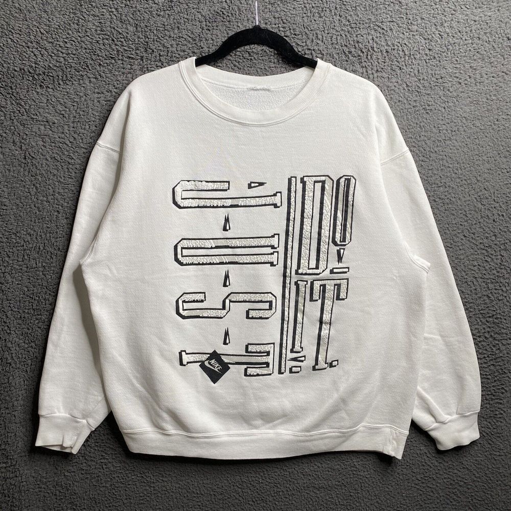 Vintage 90s Nike Puff Paint Graphic Swoosh Pullover Sweatshirt Crewneck Size XL